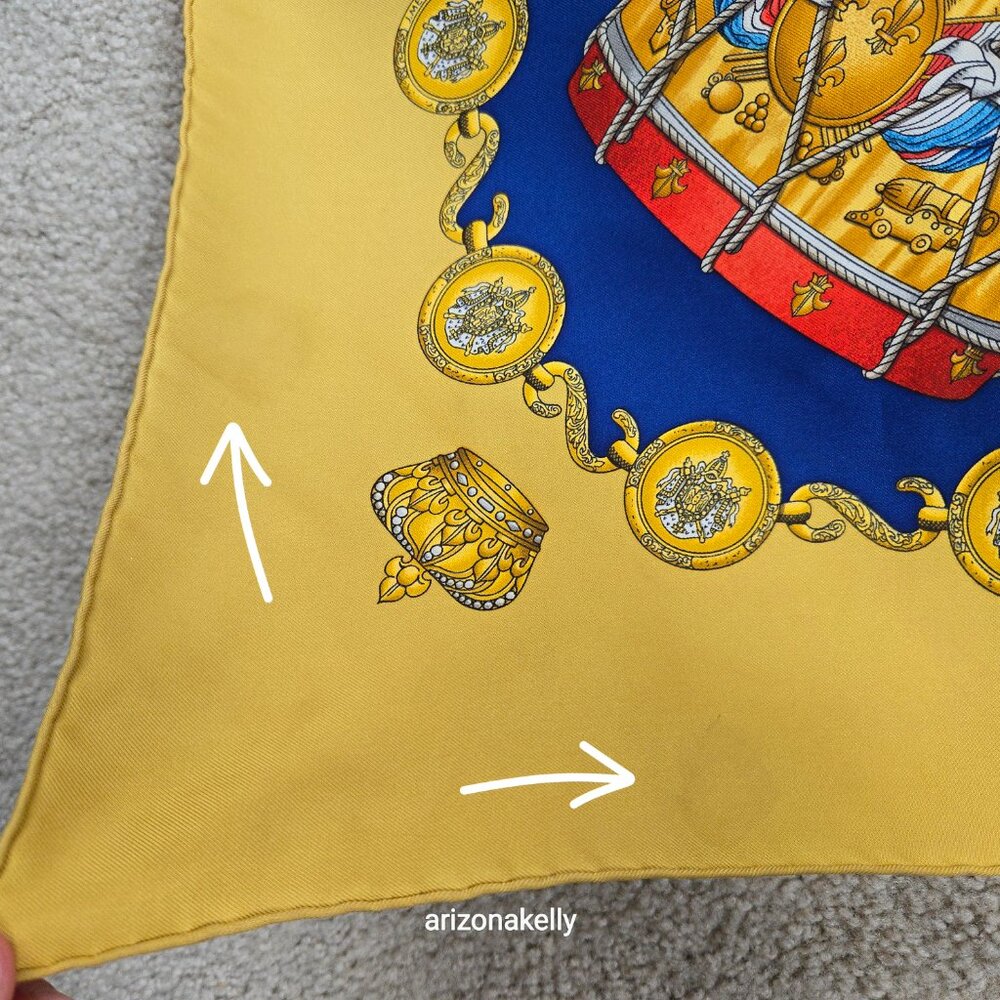 Hermès 'Les Tambours' Silk Scarf Gold Yellow - Picture 9 of 15